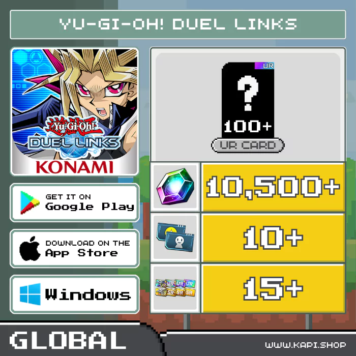 ไอดี Yu-Gi-Oh! Duel Links (Global) - 10,500+ GEMS + สุ่มการ์ด UR 100 ใบขึ้นไป