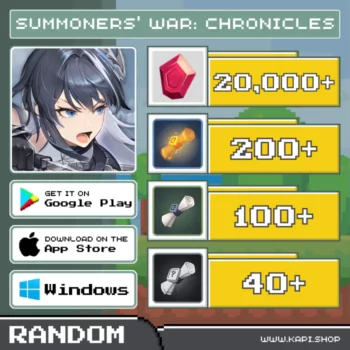 ไอดี Summoners' War: Chronicles (เอเชีย-สุ่ม) - 20,000+ Crystals