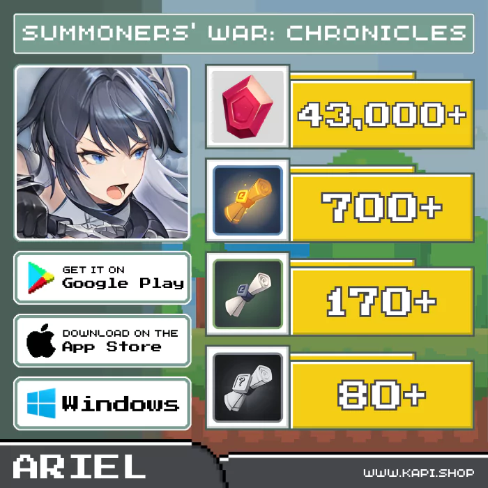 ไอดี Summoners' War Chronicles (เอเชีย-เอเรียล) - 43,000+ Crystals