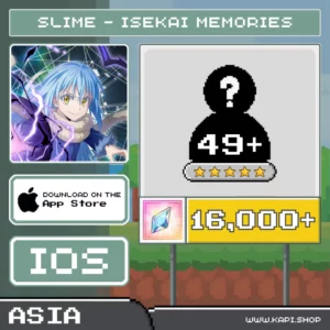 ไอดี SLIME - ISEKAI Memories (Asia-iOS) - 16,000+ Magic Crystals + สุ่มตัวละคร 5 ดาว 49 ตัวขึ้นไป