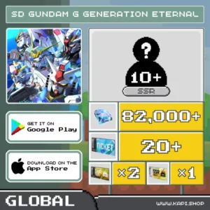 ไอดี SD Gundam G Generation ETERNAL (Global) - 82,000+ Diamonds + สุ่มตัวละคร SSR 10 ตัวขึ้นไป