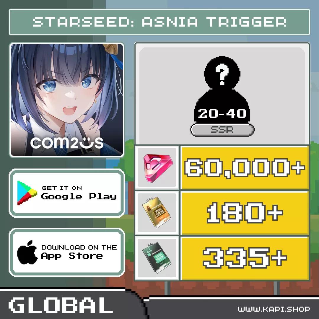 ไอดี STARSEED: Asnia Trigger (Global) - 60,000+ Starbits + สุ่มตัวละคร SSR 20-40 ตัว ไอดี STARSEED: Asnia Trigger (Global) - 60,000+ Starbits + สุ่มตัวละคร SSR 20-40 ตัว