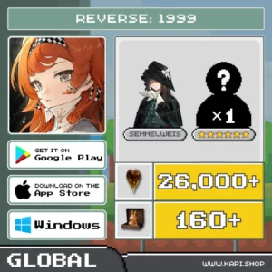 ไอดี Reverse: 1999 (Global) - 26,000+ Clear Drop + Semmelweis + สุ่มตัวละคร 6 ดาว 1 ตัว