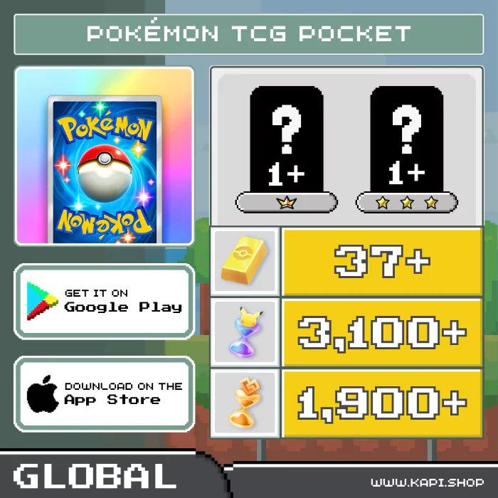 ไอดี Pokémon TCG Pocket (Global) - 37+ Poké Gold + สุ่มการ์ดมงกุฎ 1 ใบขึ้นไป + สุ่มการ์ด 3 ดาว 1 ใบขึ้นไป