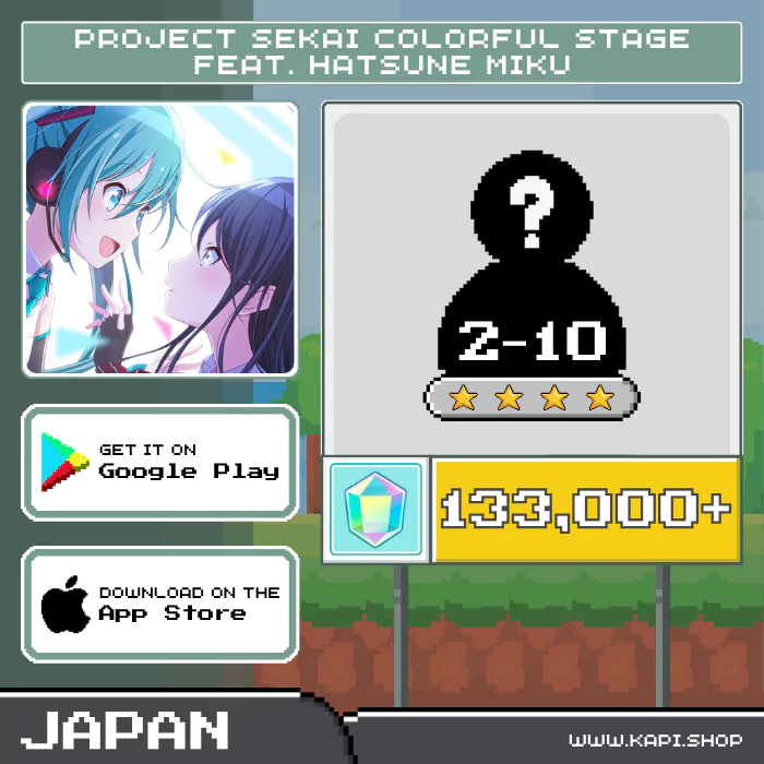 ไอดี Project Sekai Colorful Stage Feat. Hatsune Miku (Japan) - 133,000+ Crystals + สุ่มตัวละคร 4 ดาว 2-10 ตัว