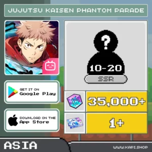 ไอดี Jujutsu Kaisen Phantom Parade (Southeast Asia) - 35,000+ Cubes + สุ่มความทรงจำ SSR 10-20 อัน