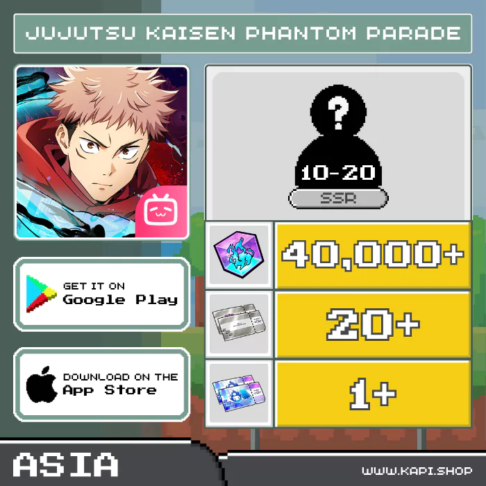 ไอดี Jujutsu Kaisen Phantom Parade (Southeast Asia) - 40,000+ Cubes + สุ่มความทรงจำ SSR 10-20 อัน