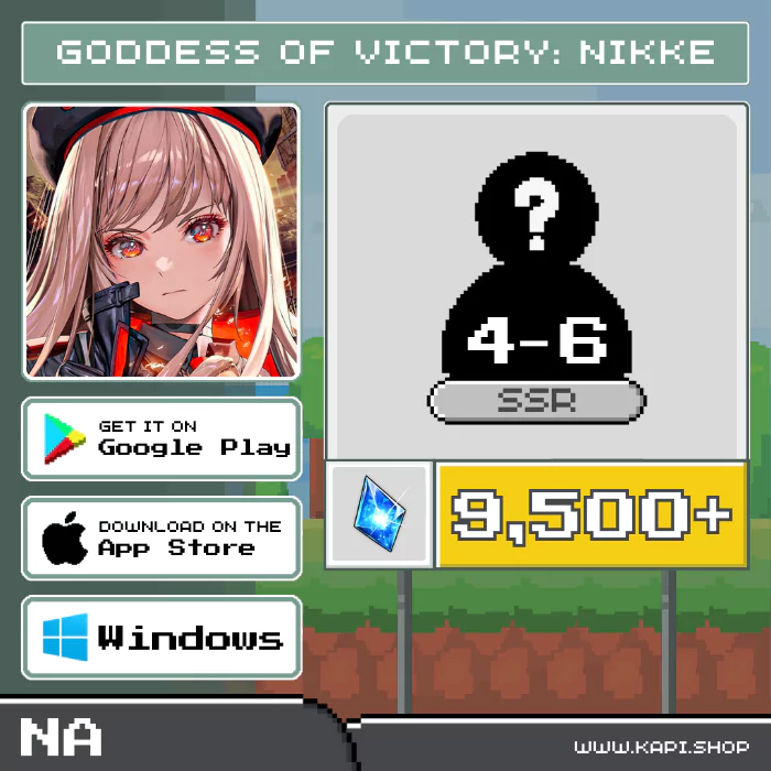 ไอดี GODDESS OF VICTORY: NIKKE (NA) - 9,500+ Gems + สุ่มตัวละคร SSR 4-6 ตัว