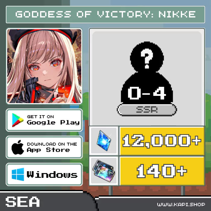 ไอดี GODDESS OF VICTORY: NIKKE (SEA) - 12,000+ Gems + สุ่มตัวละคร SSR 0-4 ตัว