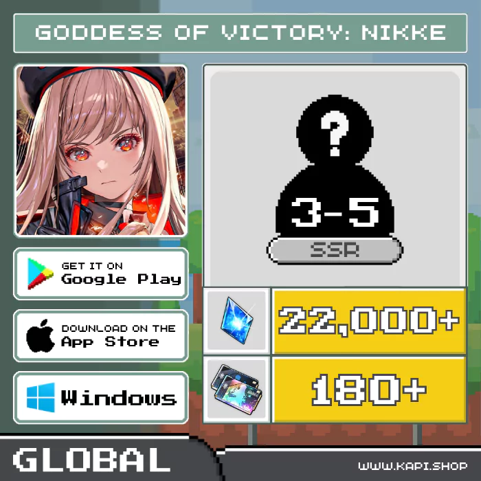 ไอดี GODDESS OF VICTORY: NIKKE (Global) - 22,000+ Gems + สุ่มตัวละคร SSR 3-5 ตัว