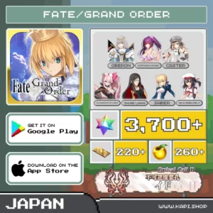 ไอดี Fate/Grand Order (Japan) - 3,700+ Saint Quartz + Oberon + Scáthach + Caster Artoria + Koyanskaya + Zhuge Liang + Saber Artoria + Miyu