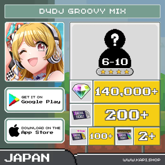 ไอดี D4DJ Groovy Mix (Japan) - 140,000+ Diamonds + สุ่มตัวละคร 6-10 ตัว