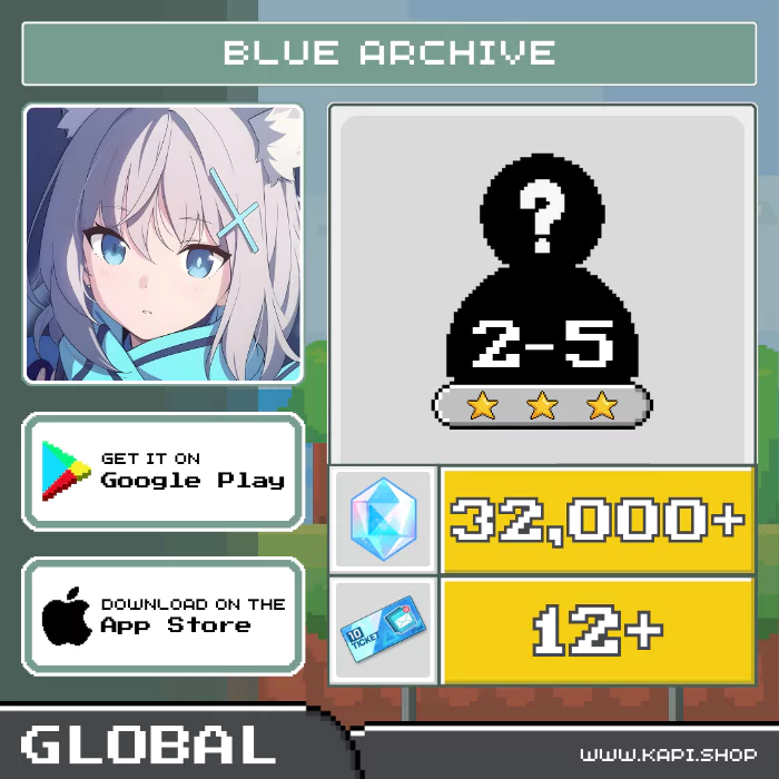 ไอดี Blue Archive (Global) - 32,000+ Pyroxene + สุ่มตัวละคร 3 ดาว 2-5 ตัว