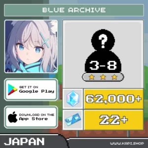 ไอดี Blue Archive (Japan) - 62,000+ Pyroxene + สุ่มตัวละคร 3 ดาว 3-8 ตัว