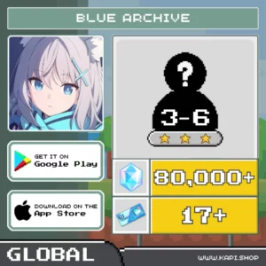 ไอดี Blue Archive (Global) - 80,000+ Pyroxene + สุ่มตัวละคร 3 ดาว 3-6 ตัว