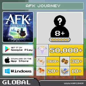 ไอดี AFK Journey (Global) - 50,000+ Diamonds + สุ่มตัวละคร 6 ดาว 8 ตัวขึ้นไป