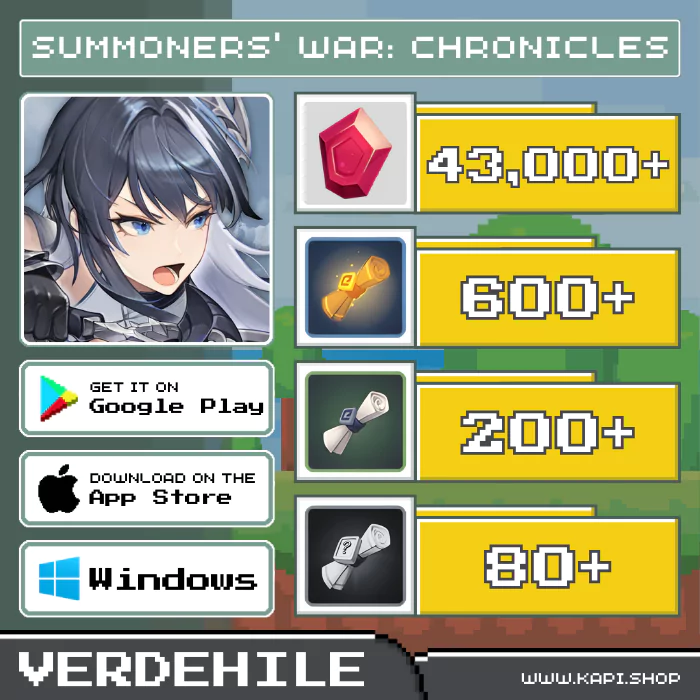 ไอดี Summoners' War Chronicles (เอเชีย-เวอร์เดฮิล) - 43,000+ Crystals