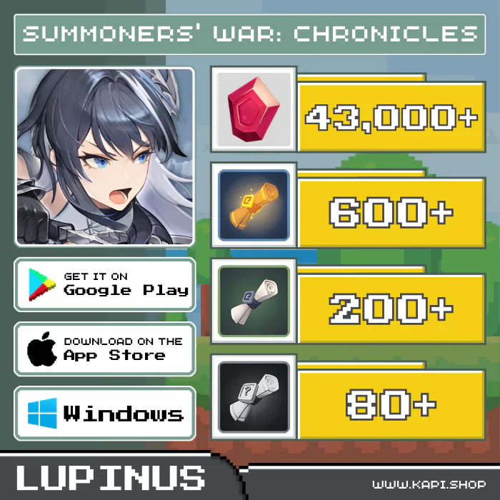 ไอดี Summoners' War Chronicles (เอเชีย-ลูพินัส) - 43,000+ Crystals