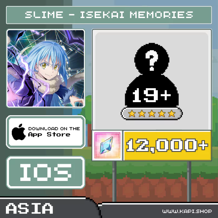 ไอดี SLIME - ISEKAI Memories (Asia-iOS) - 12,000+ Magic Crystals + สุ่มตัวละคร 5 ดาว 19 ตัวขึ้นไป