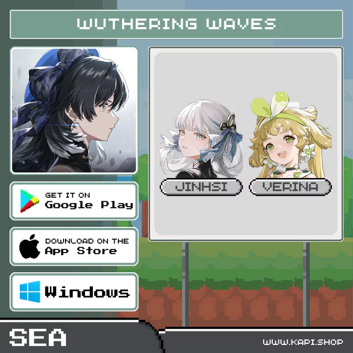 ไอดี Wuthering Waves (SEA) - Jinhsi + Verina + สุ่มตัวละคร 5 ดาว 0-2 ตัว