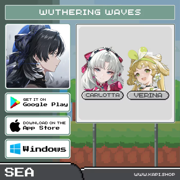 ไอดี Wuthering Waves (SEA) - Carlotta + Verina + สุ่มตัวละคร 5 ดาว 0-2 ตัว