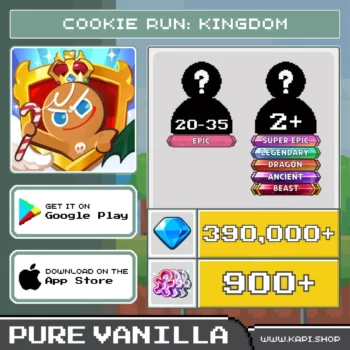 ไอดี Cookie Run: Kingdom (Pure Vanilla) - 390,000+ Crystals + สุ่มคุกกี้ต่างๆ