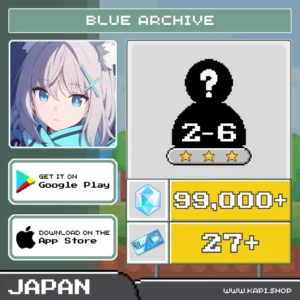 ไอดี Blue Archive (Japan) - 99,000+ Pyroxene + สุ่มตัวละคร 3 ดาว 2-6 ตัว