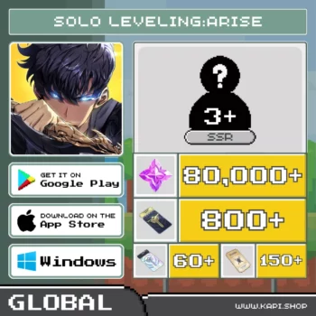 ไอดี Solo Leveling:Arise (Global) - 80,000+ Essence Stones + สุ่มตัวละคร/อาวุธ SSR 3 ตัวขึ้นไป