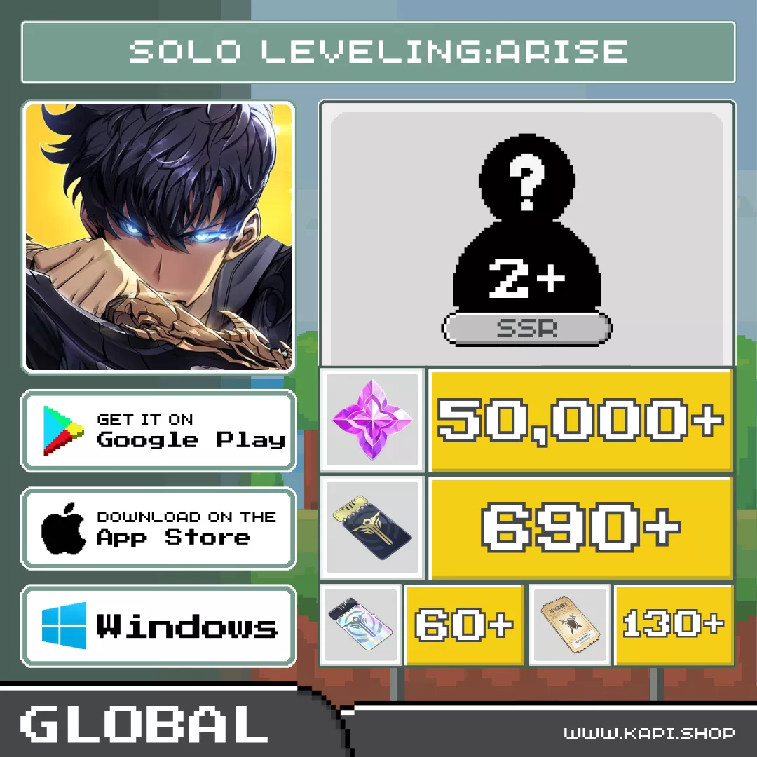 ไอดี Solo Leveling:Arise (Global) - 50,000+ Essence Stones + สุ่มตัวละคร/อาวุธ SSR 2 ตัวขึ้นไป ไอดี Solo Leveling:Arise (Global) - 50,000+ Essence Stones + สุ่มตัวละคร/อาวุธ SSR 2 ตัวขึ้นไป
