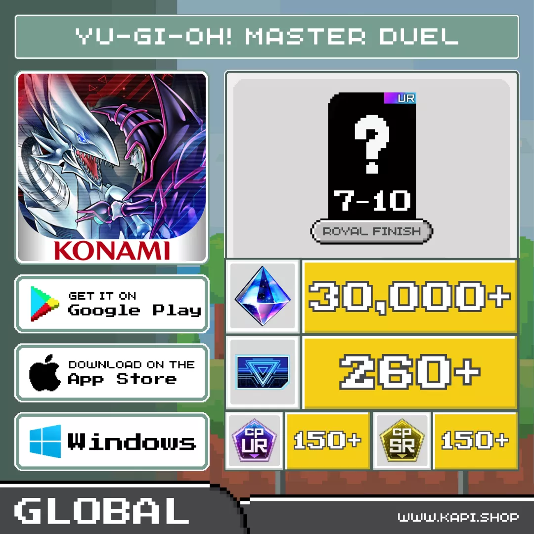 ไอดี Yu-Gi-Oh! Master Duel (Global) - 30,000+ Gems + สุ่มการ์ด Royal Finish UR 7-10 ใบ ไอดี Yu-Gi-Oh! Master Duel (Global) - 30,000+ Gems + สุ่มการ์ด Royal Finish UR 7-10 ใบ