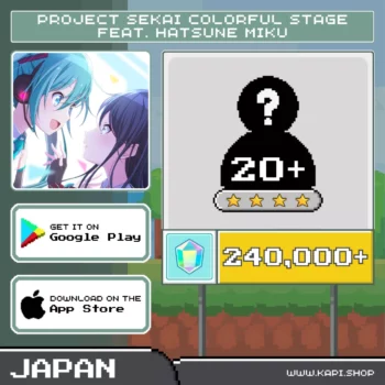 ไอดี Project Sekai Colorful Stage Feat. Hatsune Miku (Japan) - 240,000+ Crystals + สุ่มตัวละคร 4 ดาว 20 ตัวขึ้นไป