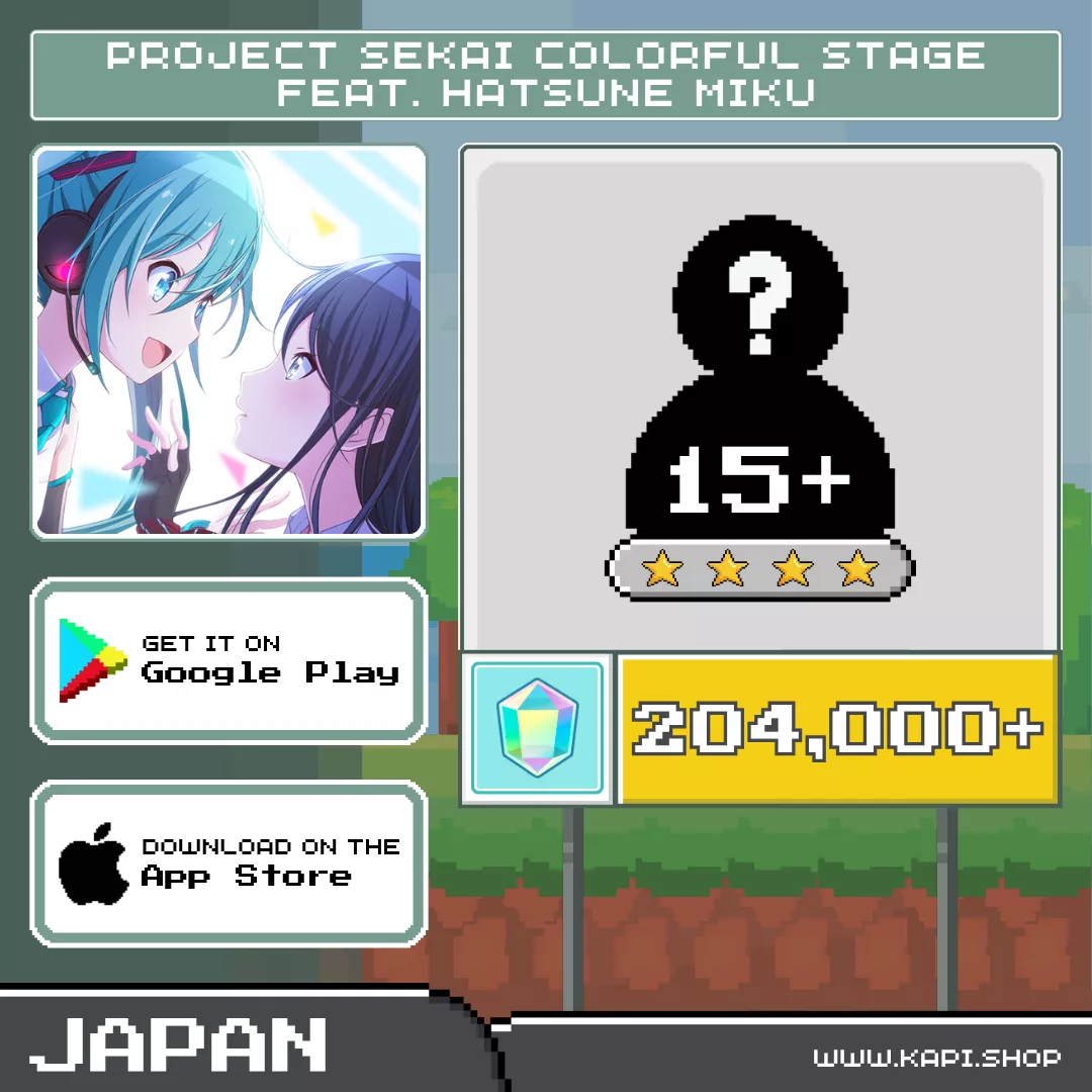 ไอดี Project Sekai Colorful Stage Feat. Hatsune Miku (Japan) - 204,000+ Crystals + สุ่มตัวละคร 4 ดาว 15 ตัวขึ้นไป ไอดี Project Sekai Colorful Stage Feat. Hatsune Miku (Japan) - 204,000+ Crystals + สุ่มตัวละคร 4 ดาว 15 ตัวขึ้นไป