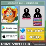 ไอดี Cookie Run: Kingdom (Pure Vanilla) – 70,000+ Crystals + สุ่มคุกกี้ต่างๆ