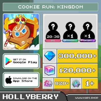 ไอดี Cookie Run: Kingdom (Hollyberry) - 300,000+ Crystals + สุ่มคุกกี้ต่างๆ