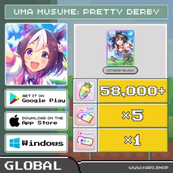 ไอดี Uma Musume: Pretty Derby (Global) - 58,000+ Carats + การ์ด Kitasan Black