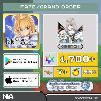 ไอดี Fate/Grand Order (NA/English) - 1,700+ Saint Quartz + Oberon Vortigern