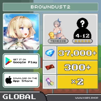 ไอดี BrownDust2 (Global) - 37,000+ Dia + Teresse (Beachside Angel) + สุ่มตัวละคร 5 ดาว 4-12 ตัว