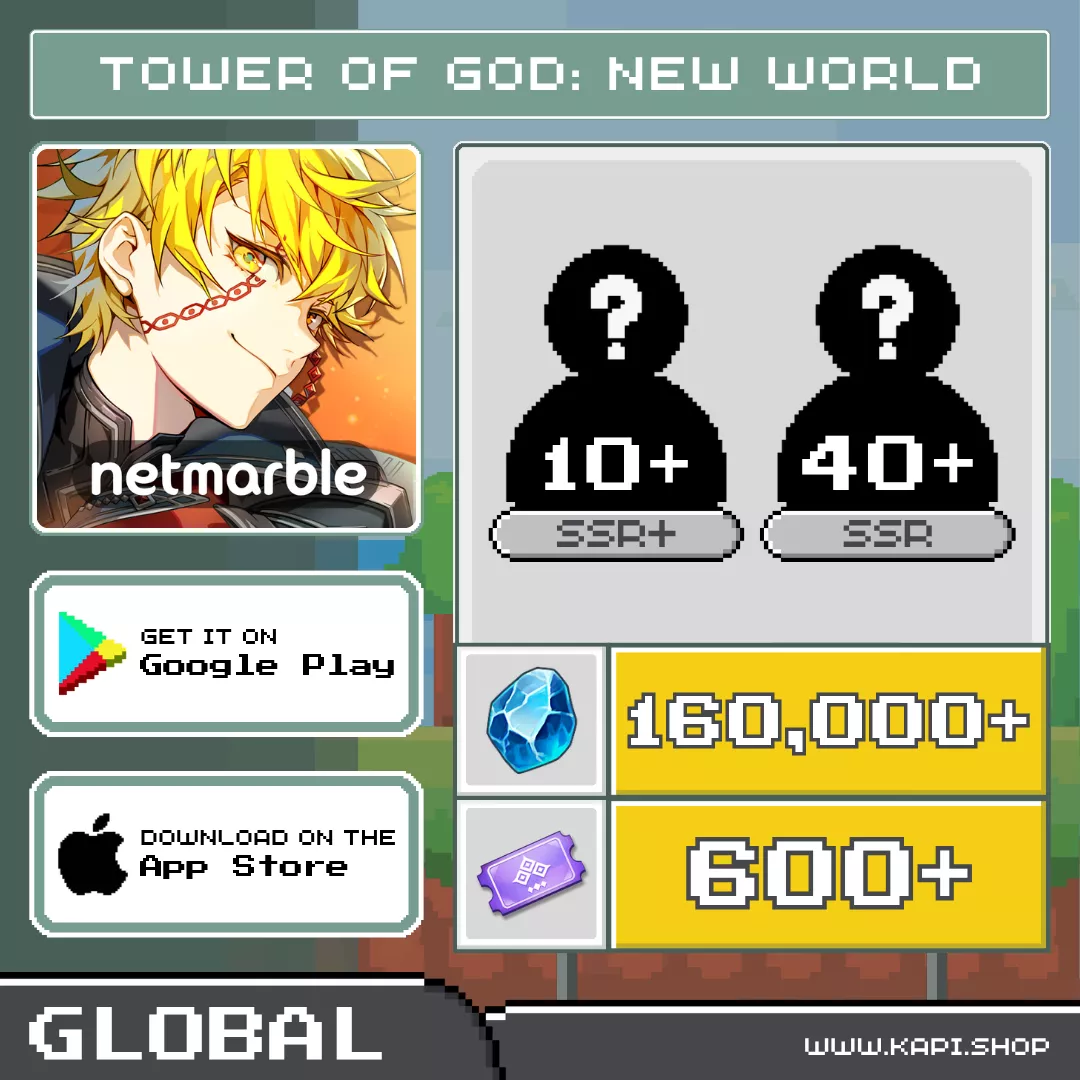 ไอดี Tower of God: NEW WORLD (Global) - 160,000+ Suspendium + สุ่มตัวละคร SSR+ 10 ตัวขึ้นไป + สุ่มตัวละคร SSR 40 ตัวขึ้นไป ไอดี Tower of God: NEW WORLD (Global) - 160,000+ Suspendium + สุ่มตัวละคร SSR+ 10 ตัวขึ้นไป + สุ่มตัวละคร SSR 40 ตัวขึ้นไป